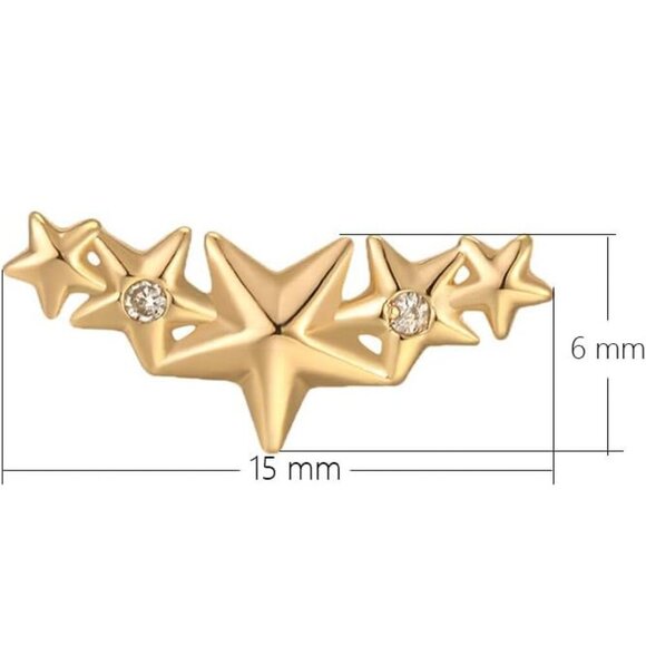 Women Moon and Star Earrings Gold Stud 14K Gold Plated Small Simple Hypoallergen - Picture 4 of 5